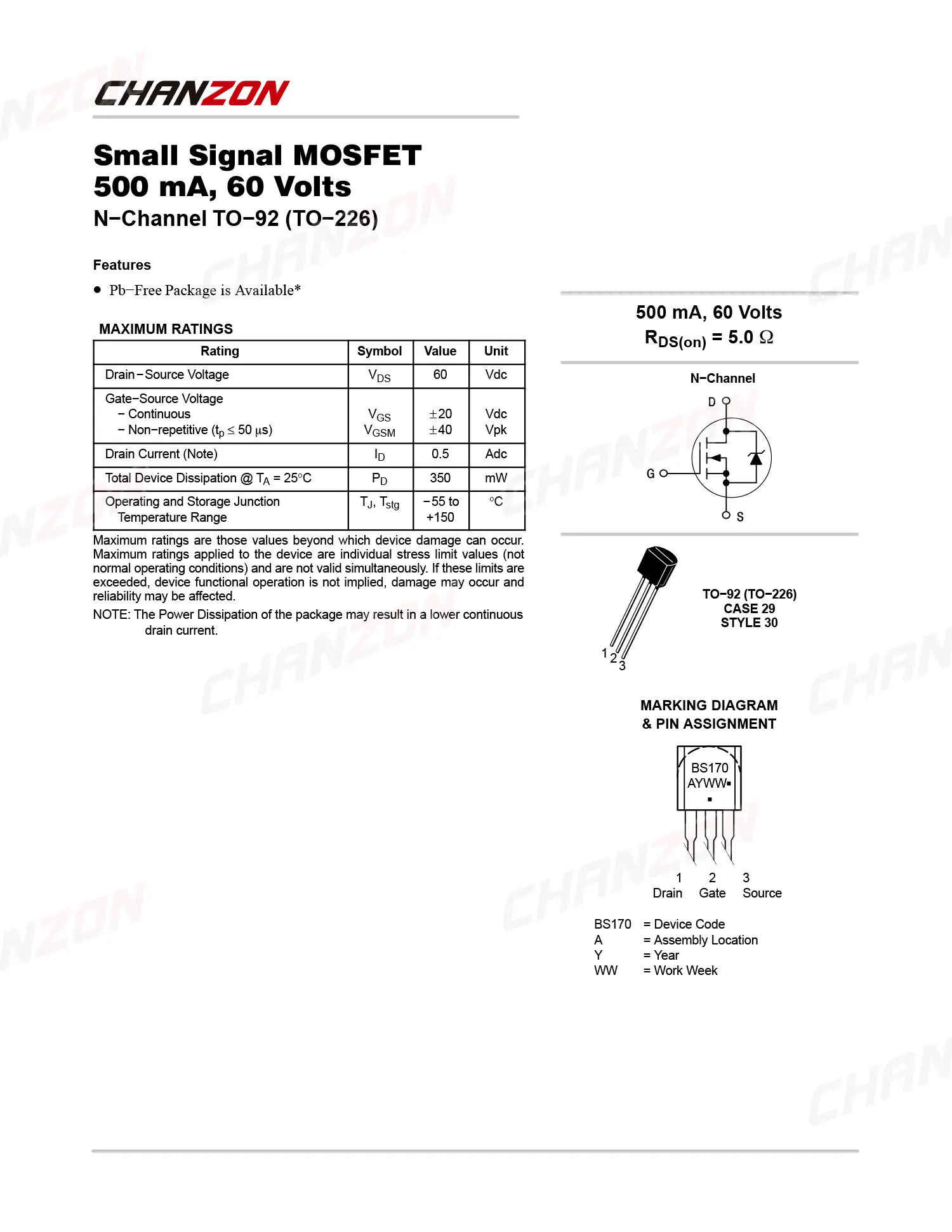 10pcs BS170 TO-92 N-Channel Mosfet Bipolar Junction Transistor BJT SIC Mos Fets Triode Tube 500mA DIY Integrated Circuits