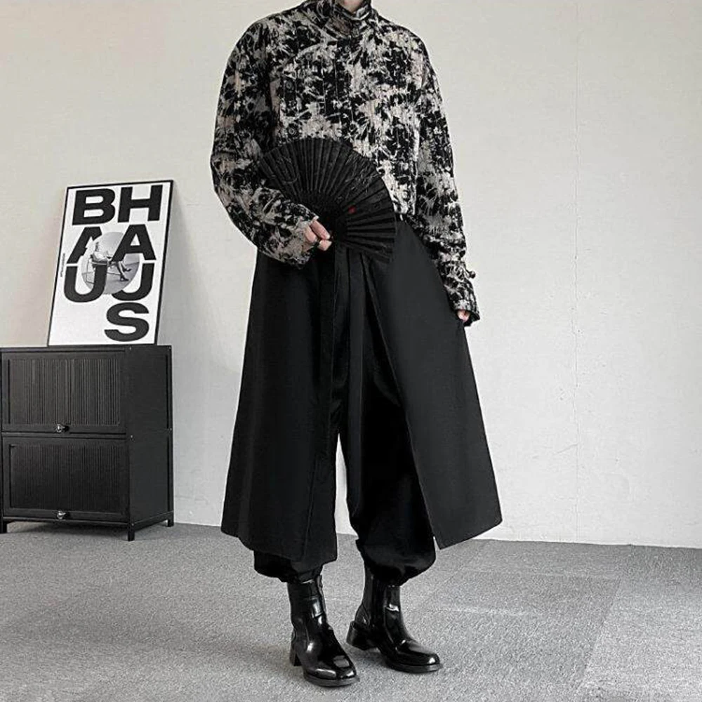 XS-5XL Summer New Men's Solid Color Skirt Pants American Retro Fashion Trendy High Street Loose Casual Niche Men's Bottoms