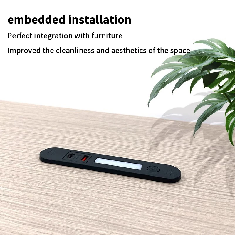 Type-C Charging Socket With Led Light Multi-function Embedded Night Light Socket Hidden USB And For Bedside Table Sofa Furniture