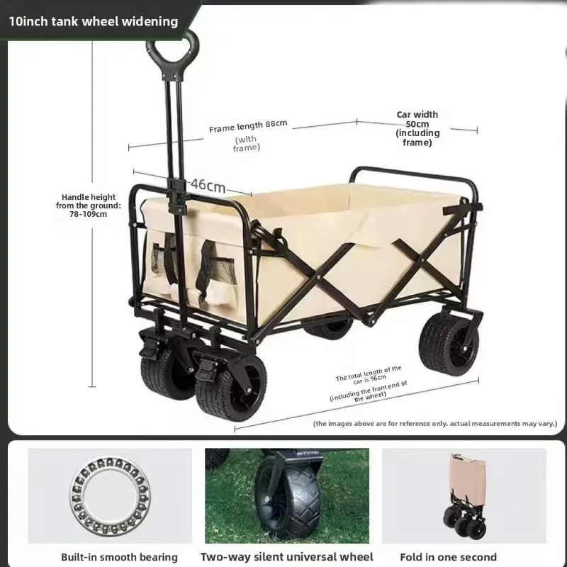 Folding Camping Cart Outdoor Market Stall Groceries Vendor Trolley Outdoor Camping Foldable Cart Picnic Camping Cart
