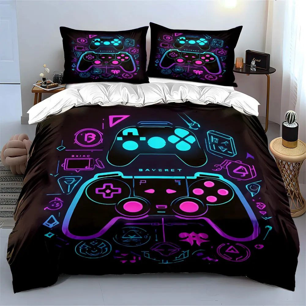Colorful game controllers with digital design Print Bedding set 3PC 1 duvet cover 2 pillowcases adult and children bedding set