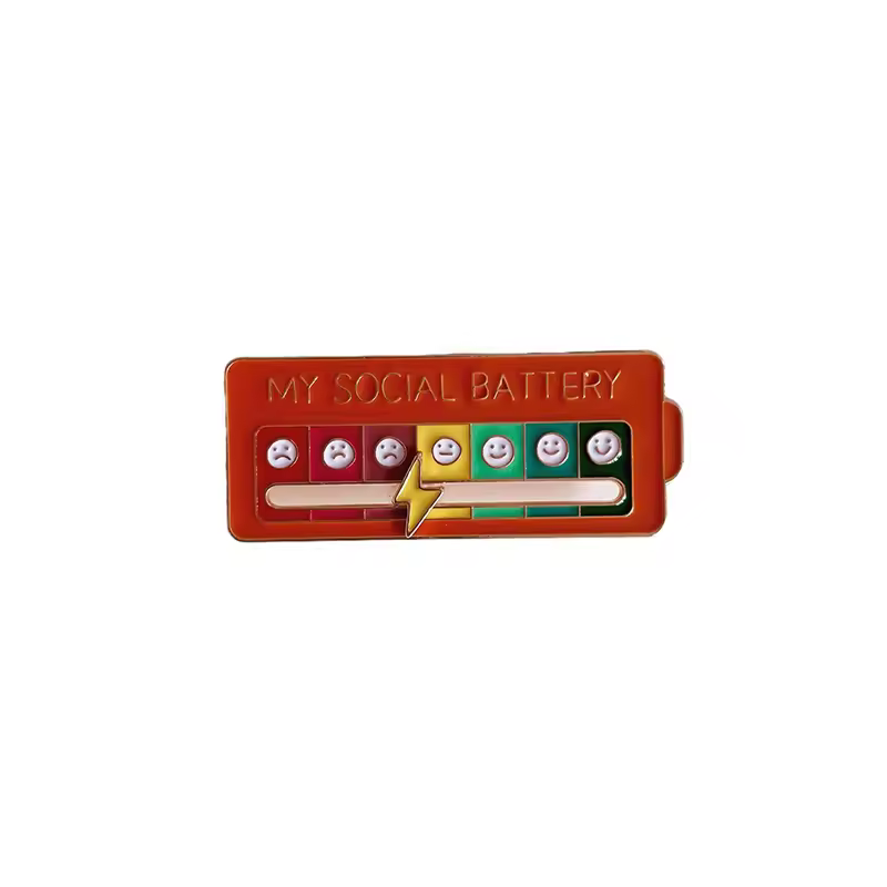 Mood Expression Pins for Women Men My Social Battery Brooches on Clothes Funny Alloy Badge Gifts - Image 11