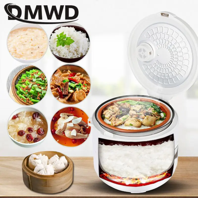 2L Electric Rice Cooker Food Steamer Multicooker Porridge Cake Maker Stew Pot Breakfast Machine Portable Lunch Box 220V