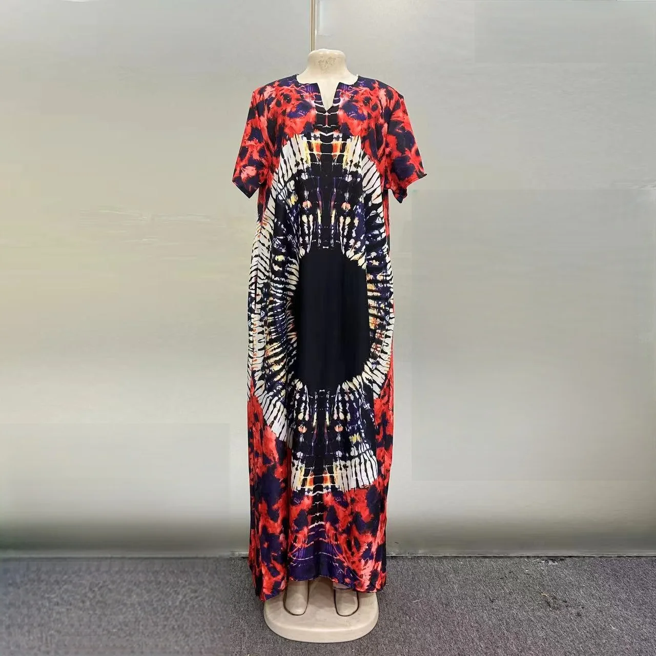 2025 Новая мода, повседневная версия с карманами, летнее свободное женское платье с африканским принтом из Ближневостока