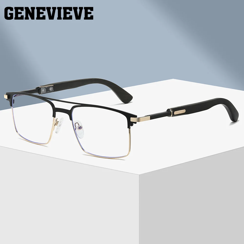 GENEVIEVE Unique Square Fashionable Design Polarized Sunglasses Men Photochromic Anti Blue-ray Glasses Customizable Prescription