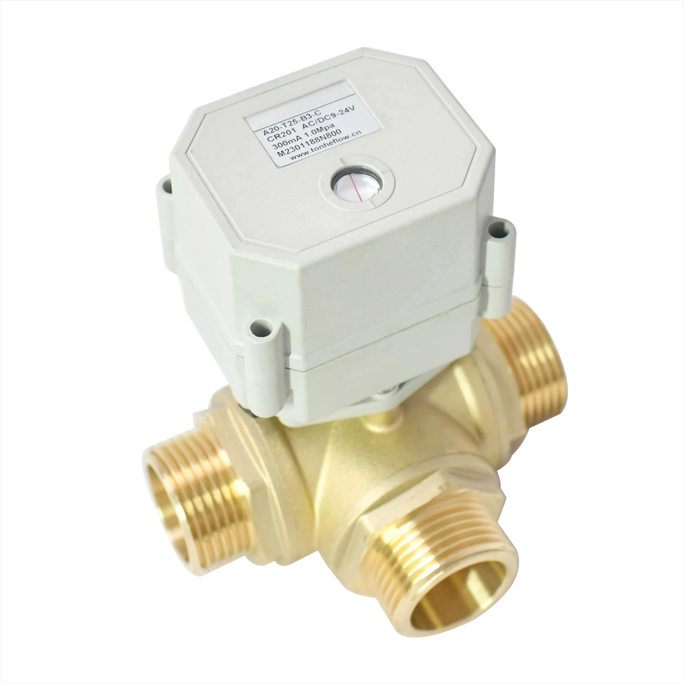 

3 Way 3 Position DN25 1'' Male Thread Brass Electric Water Ball Valve