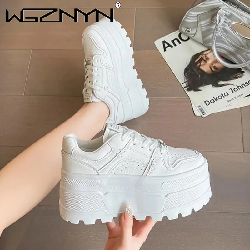 2024 Women Platform Sneakers Casual Outdoor Simple Design Skateboard Comfortable Lace Up Sneakers Running Sports Shoes Female 39