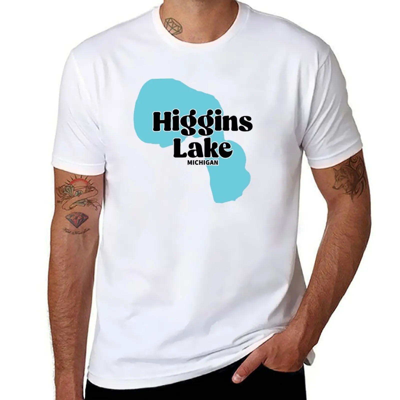 

higgins lake michigan T-Shirt t shirt man luxury t shirts cotton 100% T-Shirt