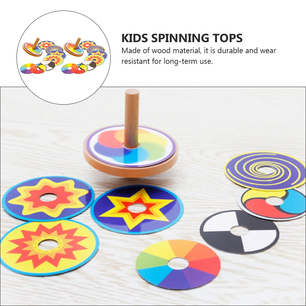 

Wooden Spinning Top 2 Sets DIY Gyroscope Colorful Kids Toy Long Term Use Cultivate Observation Exercise Coordination