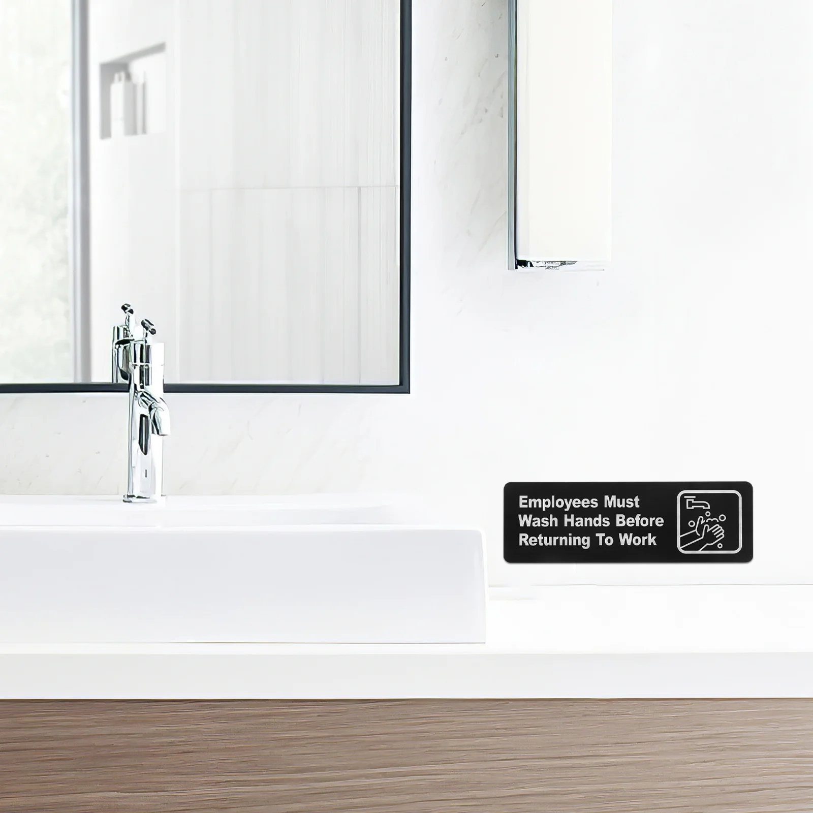 

4pcs H Washing Signs Acrylic Self Adhesive Employees Must Wash Office Bathroom Restroom Business Promotion Clean