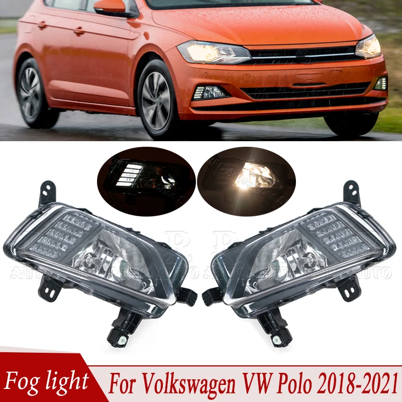 For Volkswagen VW Polo 2018 2019 2020 2021 Front Bumper Fog Light DRL Fog Lamp Driving Light Daytime Running Light 2G0941661A