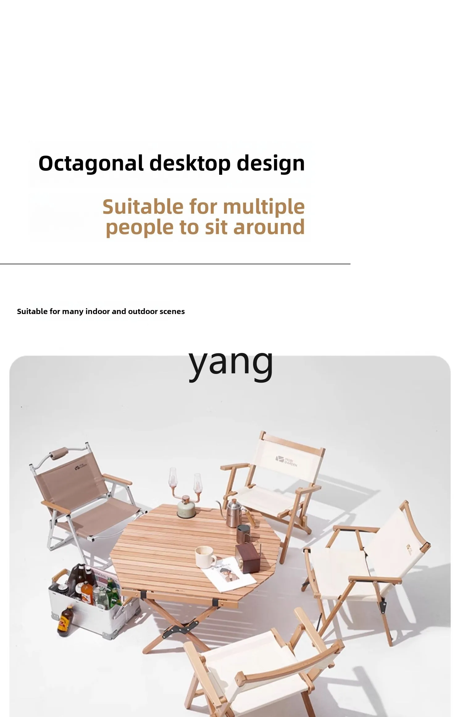 LMM folding table outdoor camping picnic table solid wood star anise egg roll table Yunrui