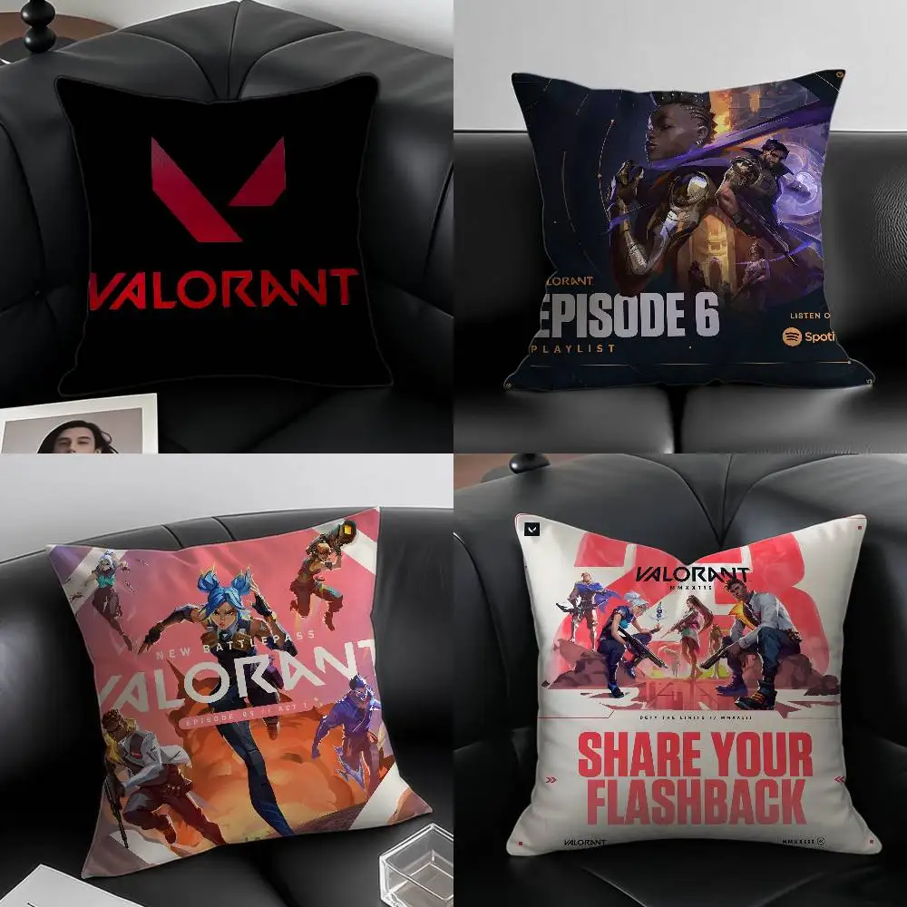 Popular Competitive Games VALORANT-V Pillow Case Anti-dustmite Pillowcase Invisible zipper silky short plush Sofa cushion cover