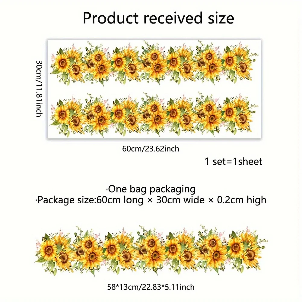 2PC Removable Sunflower Wall Stickers Waterproof PVC Decals For Kitchen Bedroom Sunflower & Flowers Stickers Decorative view 6