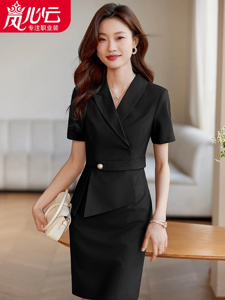 

2024New High-End Business Wear Dress Summer Hotel Front Desk Suit Skirt Building Sales Department Workwear Women108