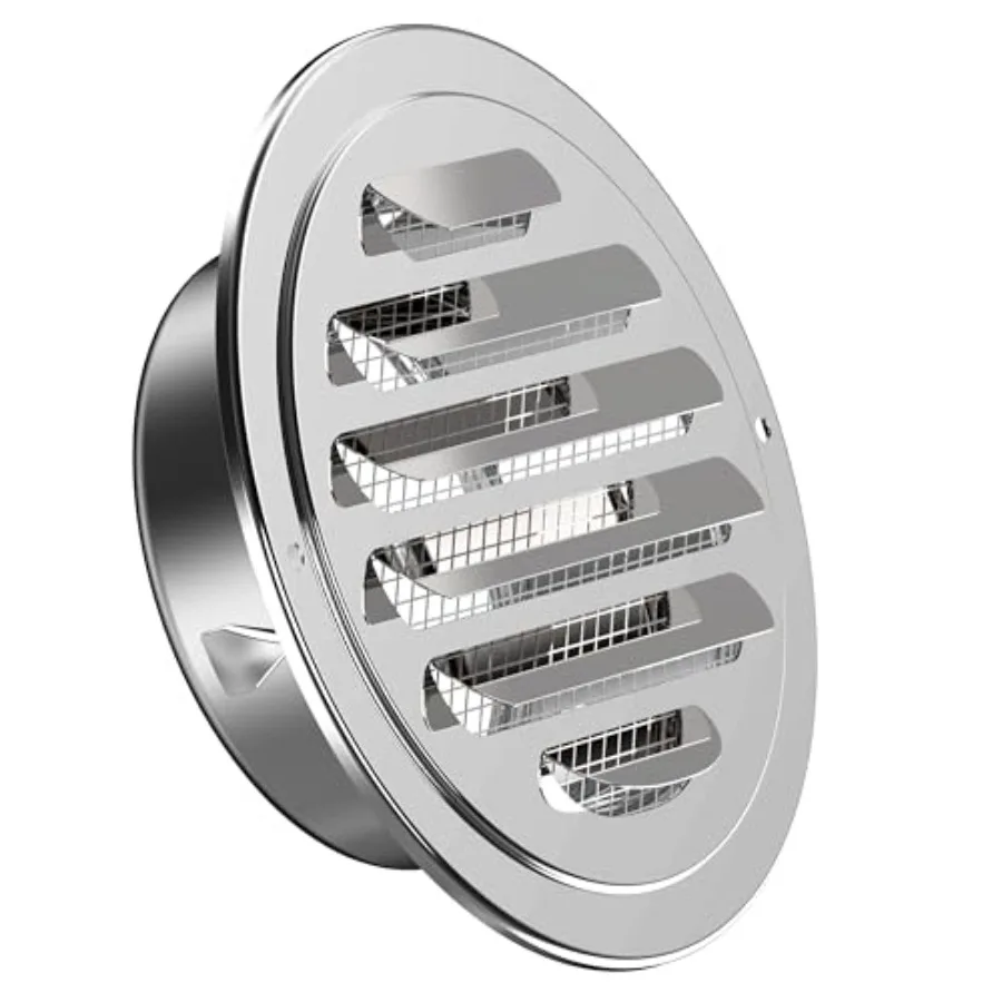 

tainle teel offit Ven 4 Inch, Round Vent Cover with creen Meh, Louver Air Vent Hood for, Ceiling Mount,,, Attic Ventilan, ilver