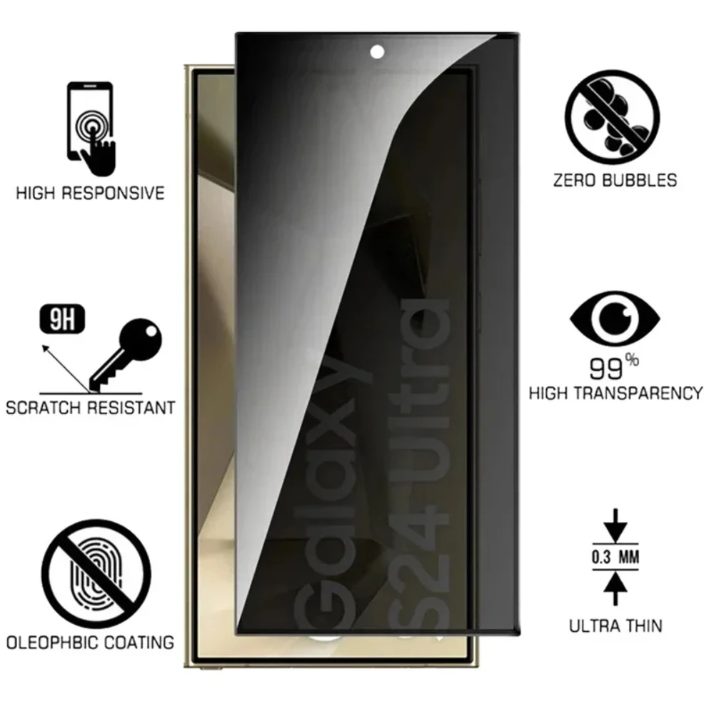 NNBILI Privacy-Schutzglas für Samsung Galaxy S26 Ultra S26+ Plus Fingerabdruck-Entsperrung Anti-Spy-Bildschirmschutz S26 Schutzglas – Detail 3