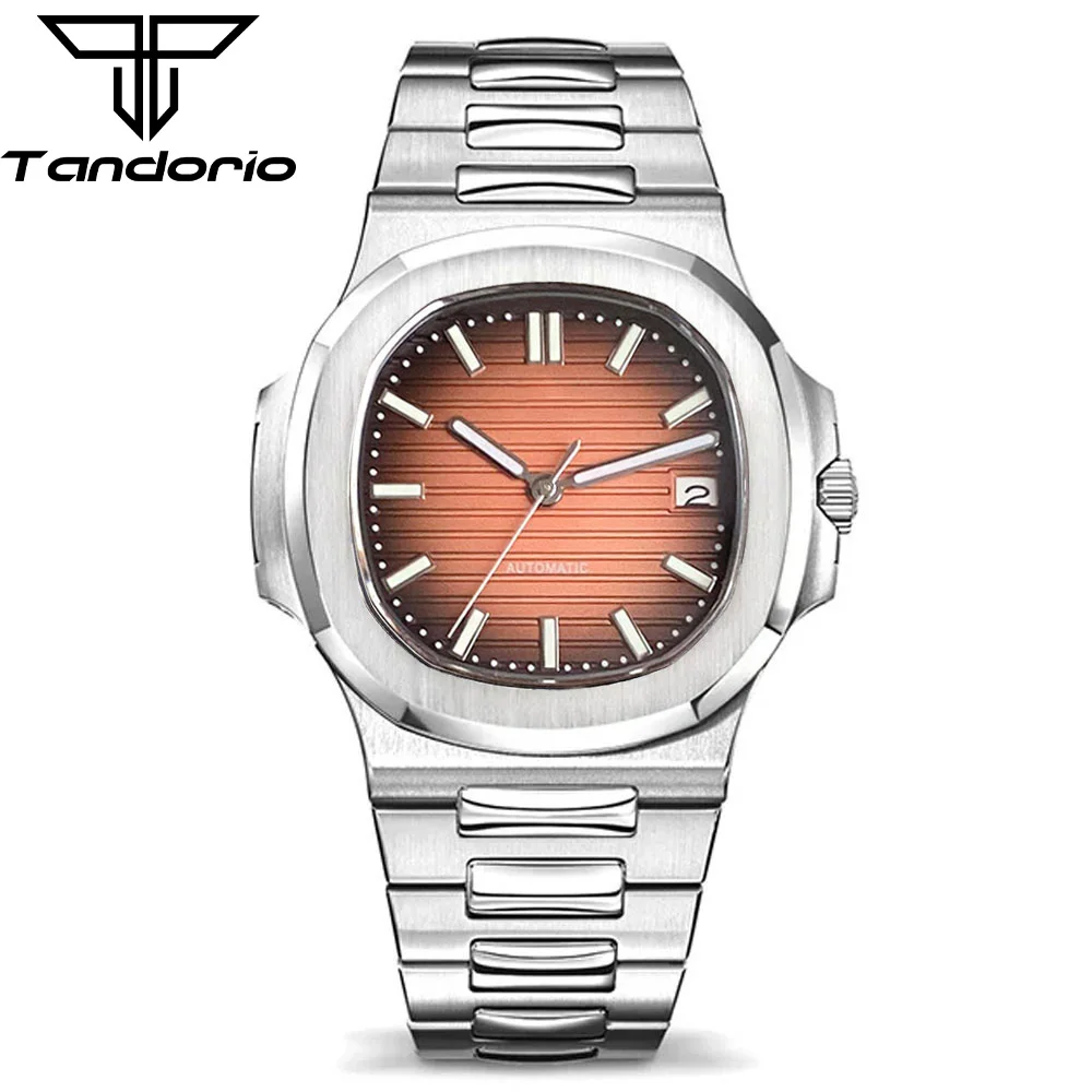 40mm NH35 Movt Automatic Mechanical Mens Watch Stainless Steel Business Skeleton Waterproof Watch Luminous Watch Silver Bracelet