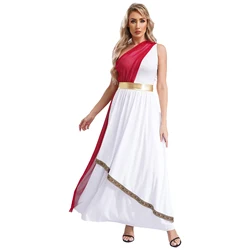 Women Greek Deity Queen Athenian Halloween Costume Ancient Robe Chiffon Roman Toga Dress Church Choir Worship Stage Dresses