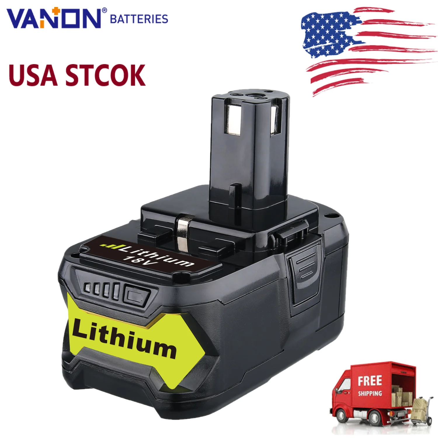 

VANON 8.0Ah 18Volt P108 Battery Replace for Ryobi Cordless Drill Tool P109 P102 BPL18151 High Capacity Li-on Battery pin