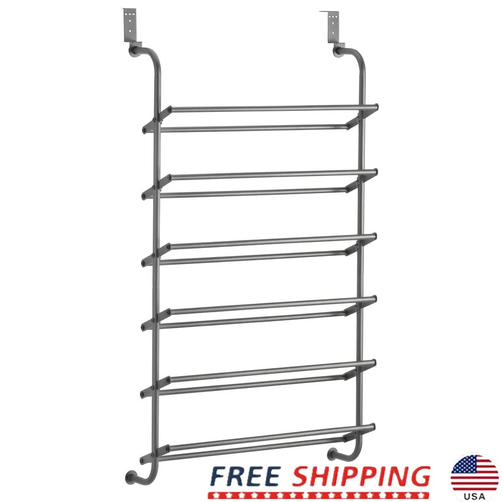 

Durable 6-Tier Shoe Rack Organizer Metal Construction Holds 18 Pairs Easy Assembly Wall Mountable Non-Slip Pads Space Saving