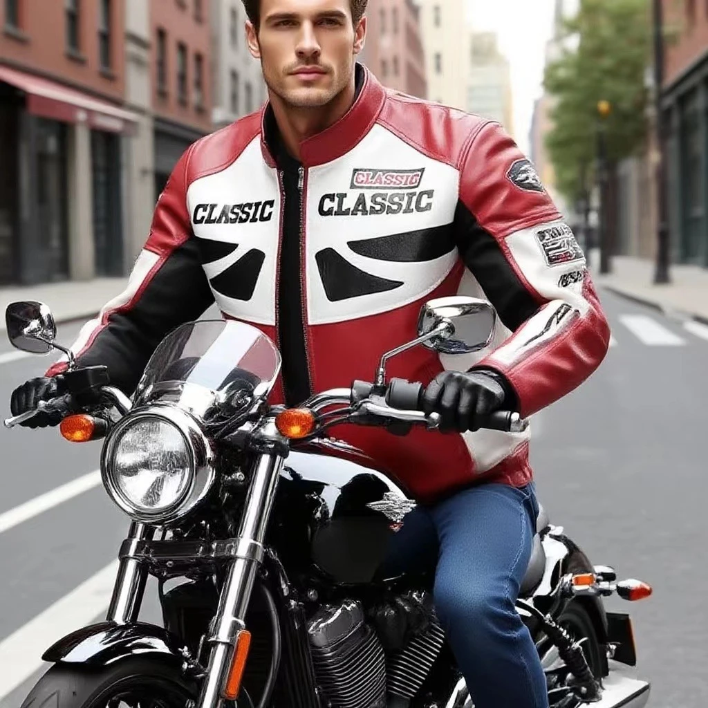 Streetwear Men's Standing Collar Motorcycle Jacket PU Leather Motorbike Jacket Men Work Coats Outdoor Motorcycle Riding Clothes