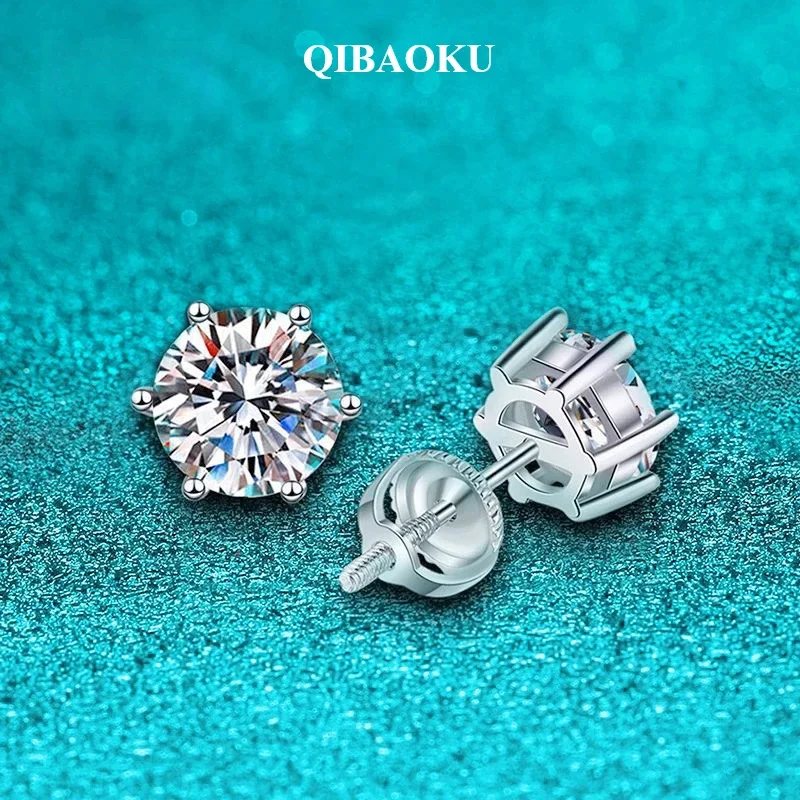 NASIA Screw Thread 1-4CT Moissanite Earrings Studs for Women Men Solitaire Ear 100% S925 Solid Silver White Gold Plated 2026
