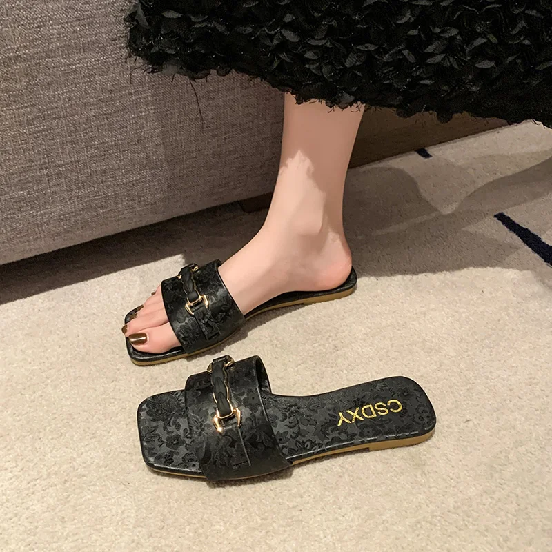 Luxury Summer Slippers for Women Flat Outdoor Trendy Beach Sandals Women's Flip Flops Brand Design Slippers for Women Plus Size image 6