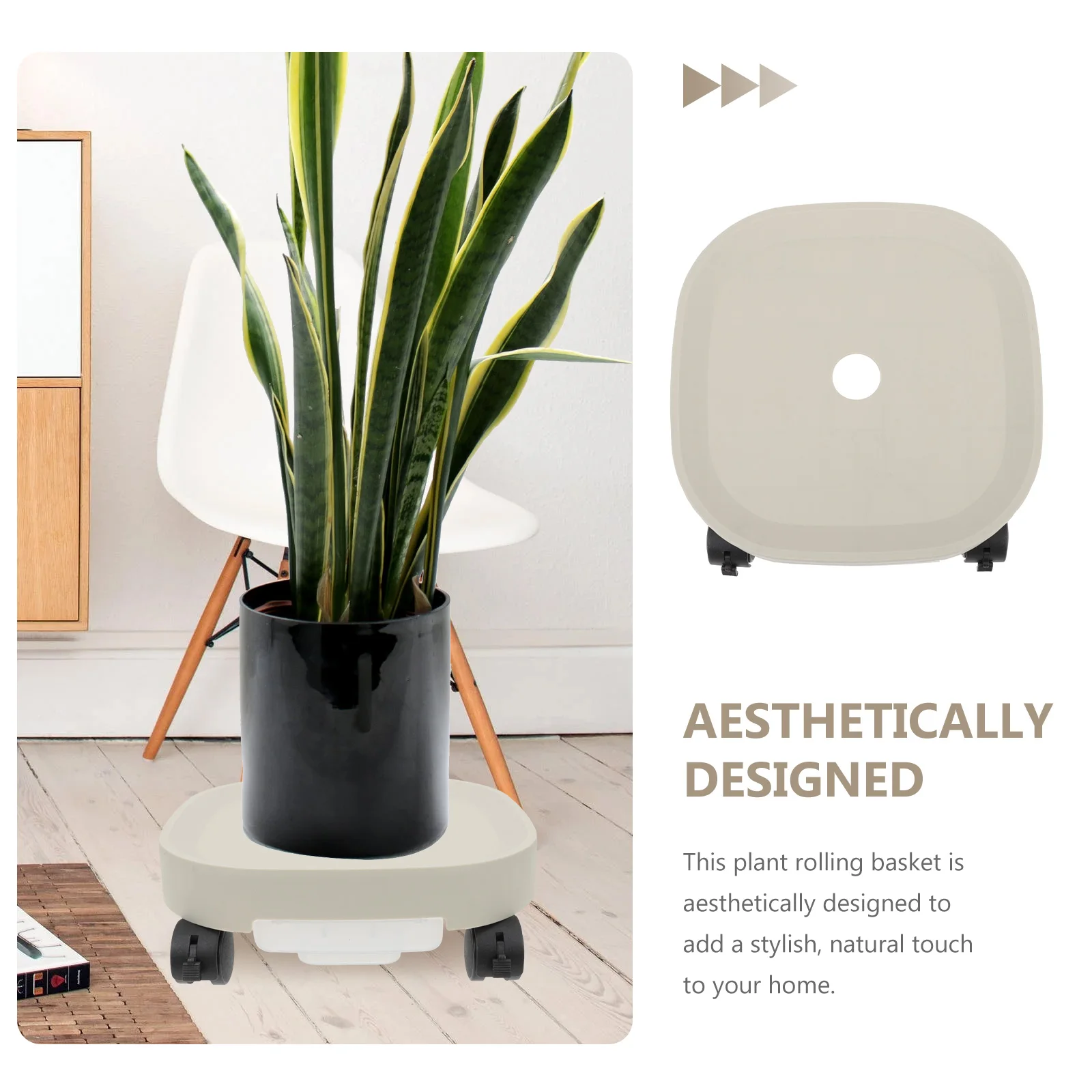 

3Pcs Durable Plastic Flowerpot Tray With Easy Move Wheels, Functional Plant Stand For Pot Stability