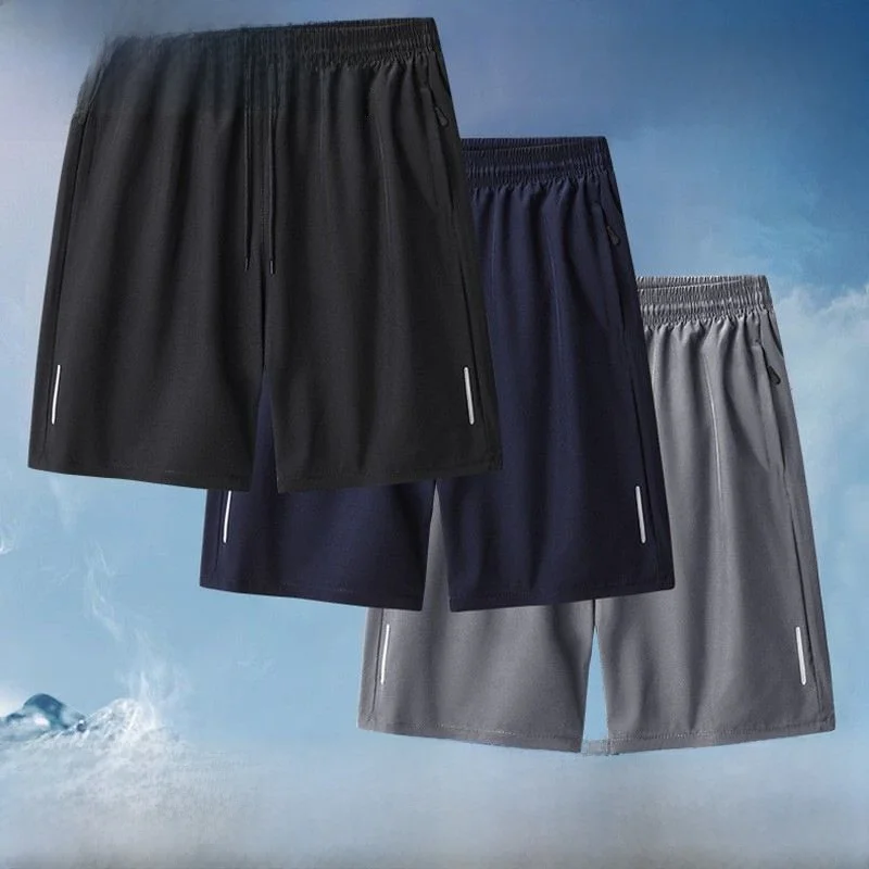 

Men's Summer Thin Ice Silk Sports Qui Dry Loose Five-Quarter Running Beach Casual orts Polyester Fiber High Elastici