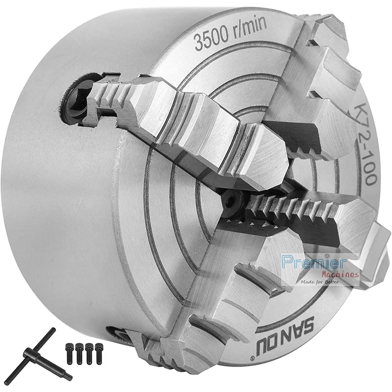

K72-100 Lathe Chuck 4 Inch 100mm 4 Jaw Independent Chuck SANOU Chuck for Mini Lathe