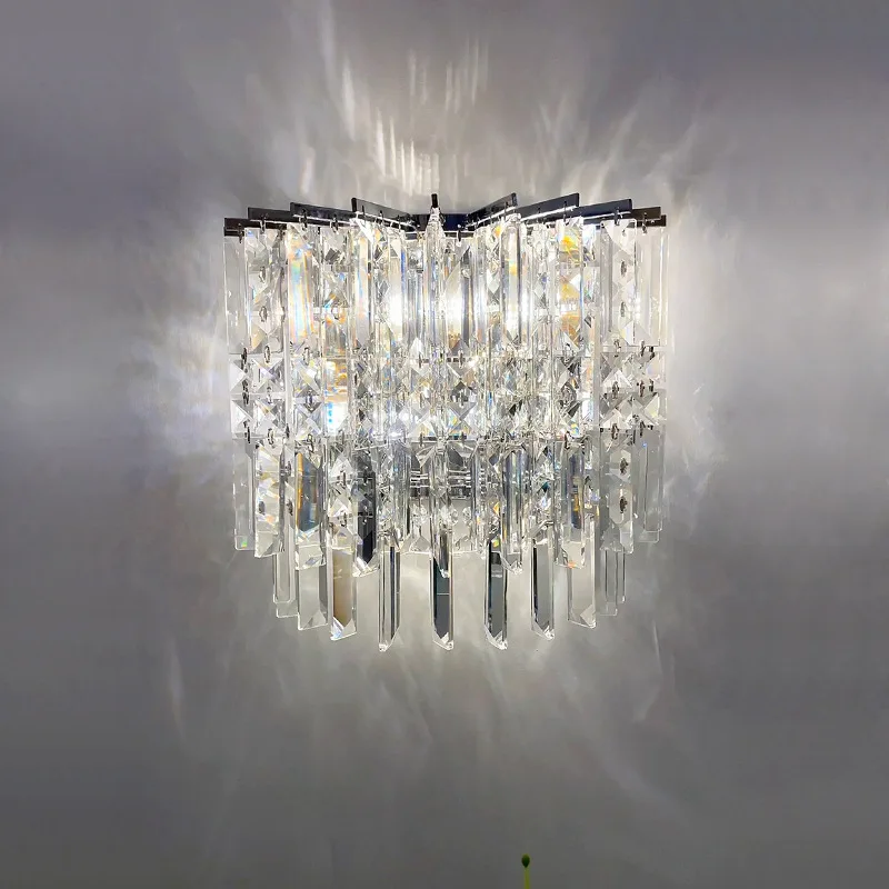 New modern wall lamp Indoor chrome/silver wall sconce living room bedroom bedside bathroom corridor lamp crystal led wall lights