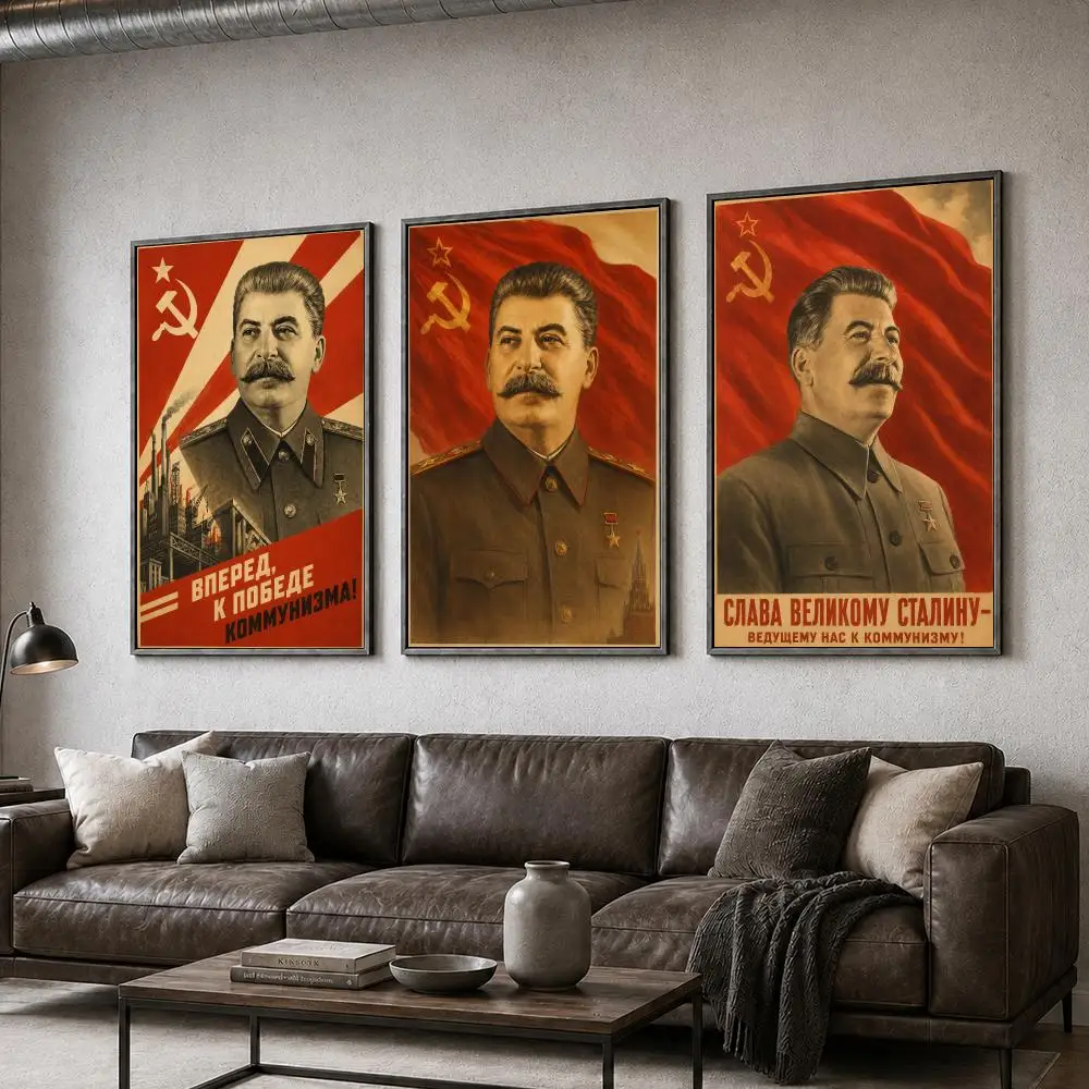 History Joseph Stalin Soviet Era Poster  PP Self Adhesive Home Garage Dorm Bar Wall Decor Aesthetic Retro Gift