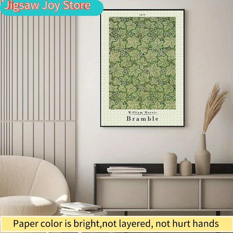 

1000-элементные бумажные пазлы, DIY-пазлы с узором «Ягодная лоза» Уильяма Морриса, высококачественный белый картон, подходящий для творчества.