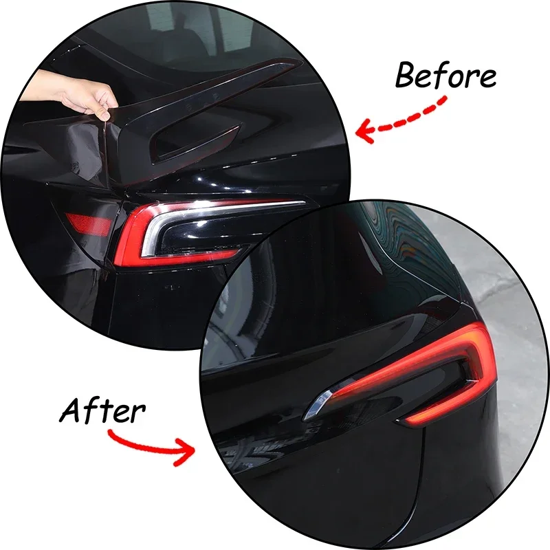 For Tesla Model 3 2023+ Car Tail Light Cover Lamp Shade Protection Shell Blackened Shell ABS Exterior Modification Accessories