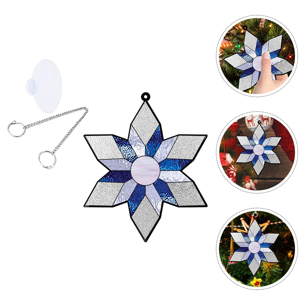 

Double-Sided Acrylic Christmas Tree Snowflake Hanging Decoration Window Porch Ornament Xmas Snowflake Hanging Ornament Christmas