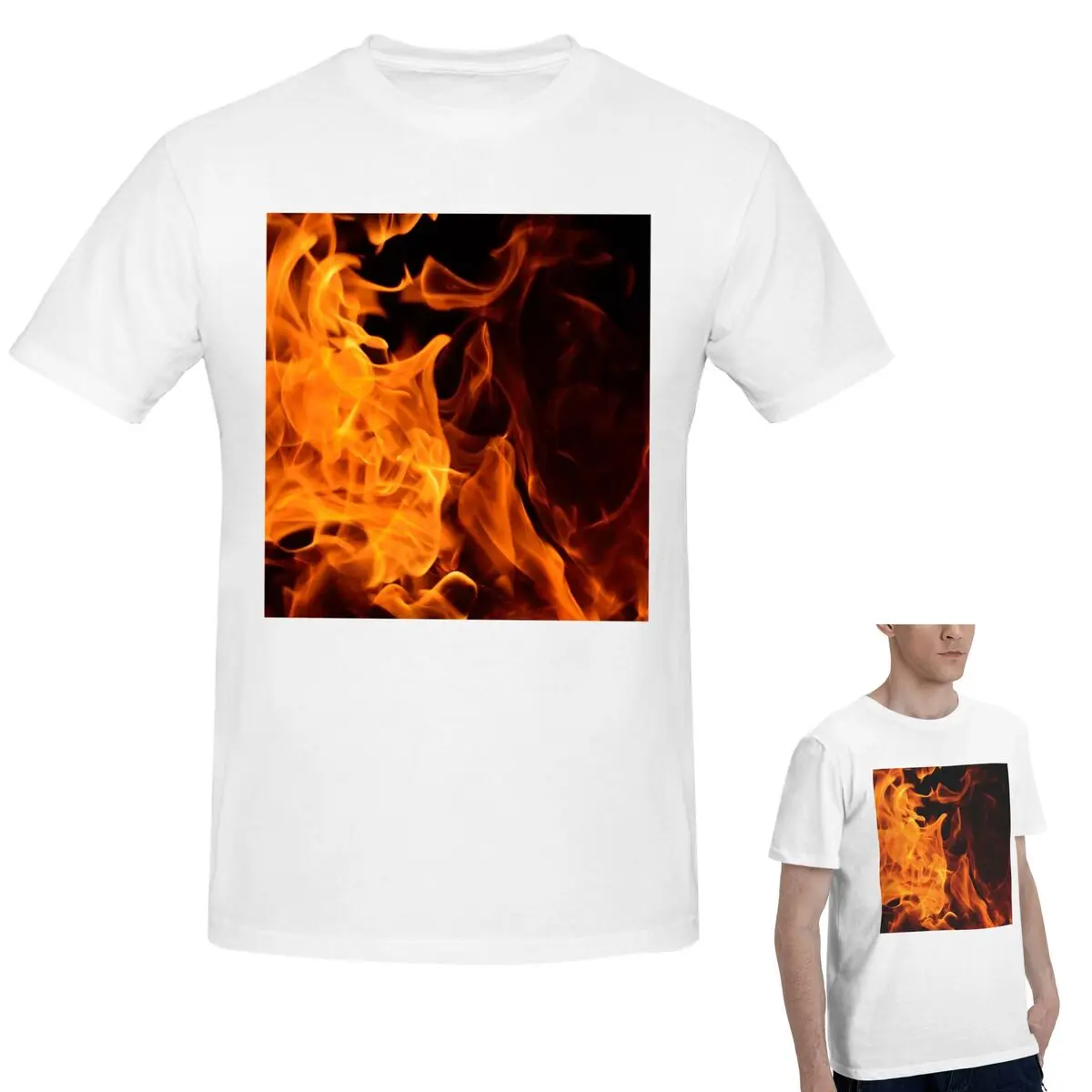 

Футболка из 100% хлопка Burning Fire With Sparks, мужская забавная футболка большого размера, мужские летние рубашки с круглым вырезом, топы S-6XL