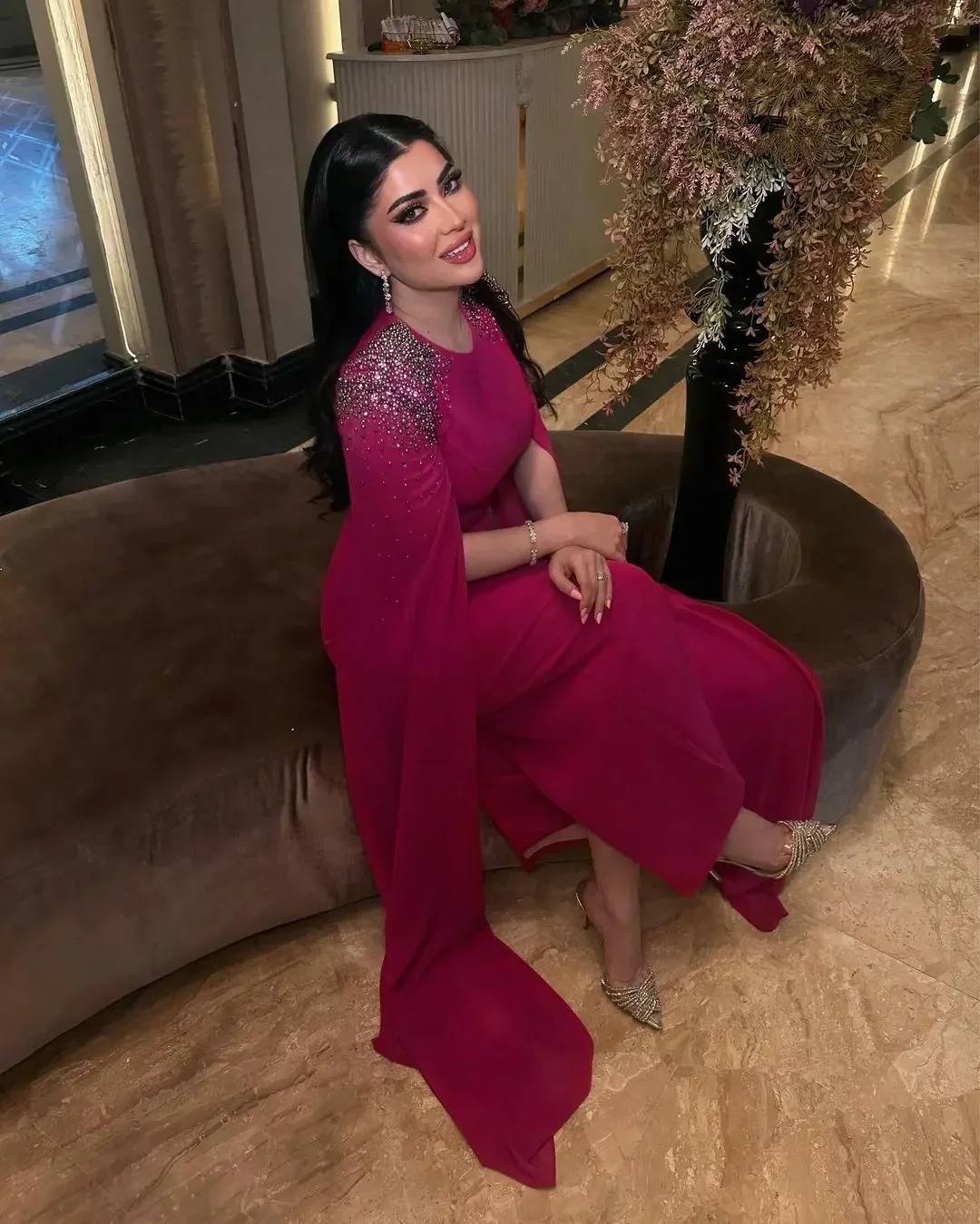 

Elegant Pink Chiffon Beaded Prom Gown for Women High-Quality Customized Wedding Party Evening Dress Luxurious Attire