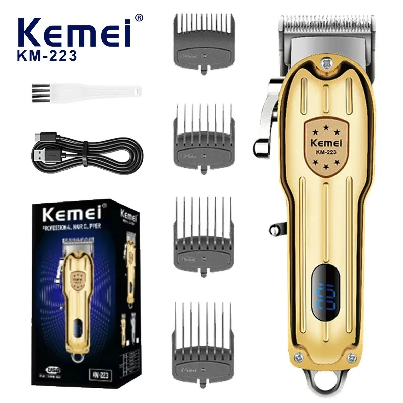 

Kemei Electric Metal Hair Clippers Professional Barber Hair Cutting Machine Cordless Rechargeable Men Beard Hair Trimmer KM-223