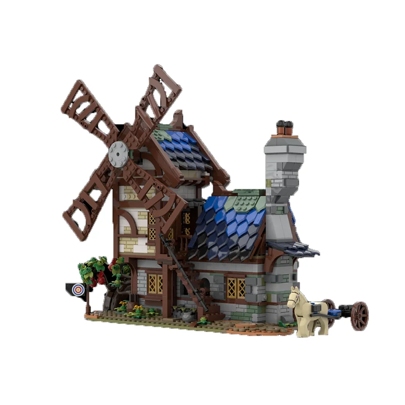 Moc 빌딩 벽돌 중세 풍차 모델 기술 모듈 형 블록 선물 크리스마스 장난감 DIY 세트 조립 생일 세트