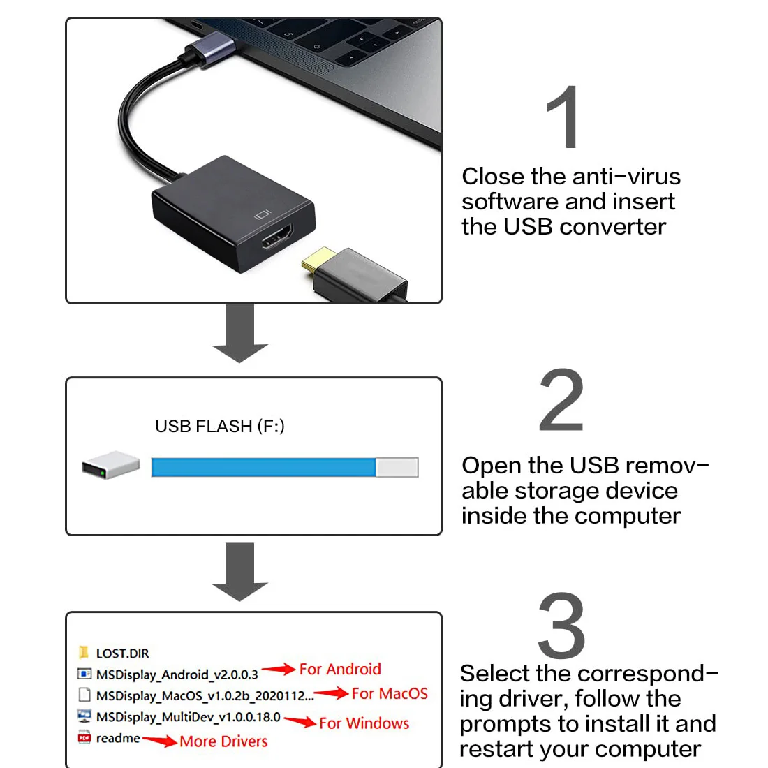 USB 3.0 to HDMI Adapter Converter USB Adapter Cable 1080P HDTV Projector Multi Display Adapter Free Driver for PC Laptop Desktop