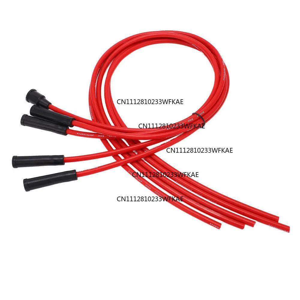 2PCS red 8mm high-performance silicone ignition cable is suitable for 4-cylinder classic cars 1.5 meters
