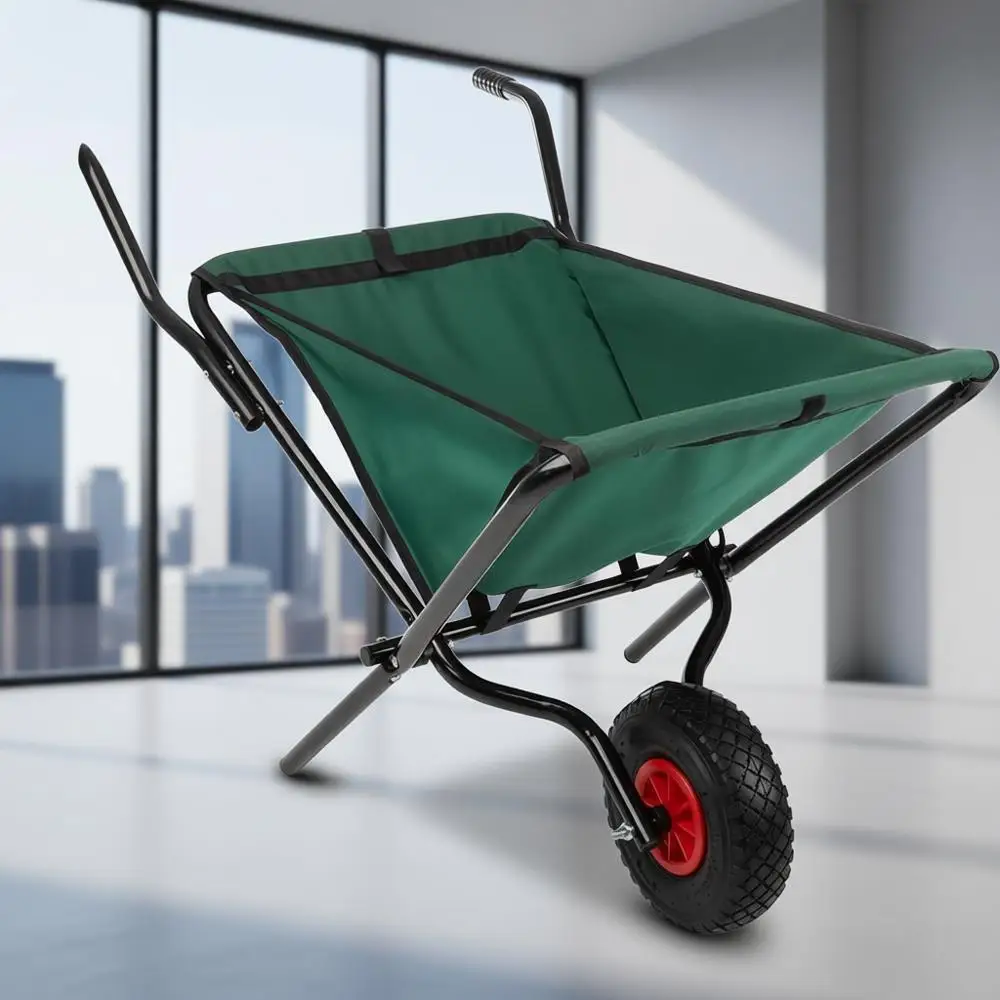 

Collapsible Garden Cart with 80lb Capacity, Storage Pockets, and Padded Grips