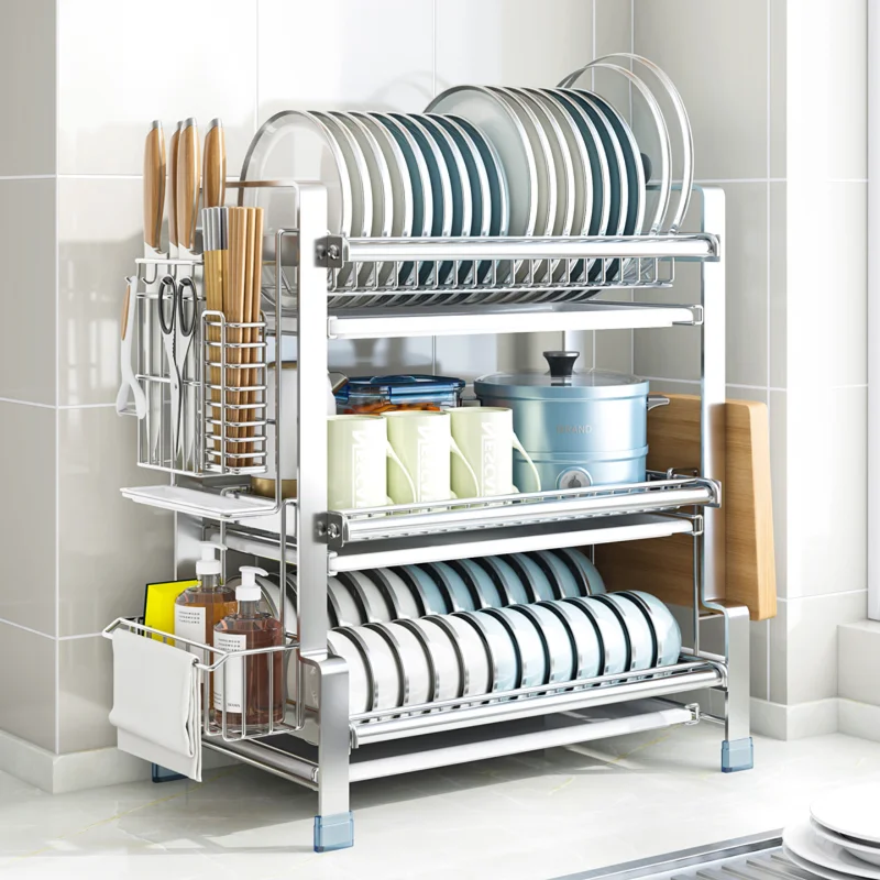 

304 stainless steel bowl rack kitchen rack, countertop for washing chopsticks dish storage cupboard