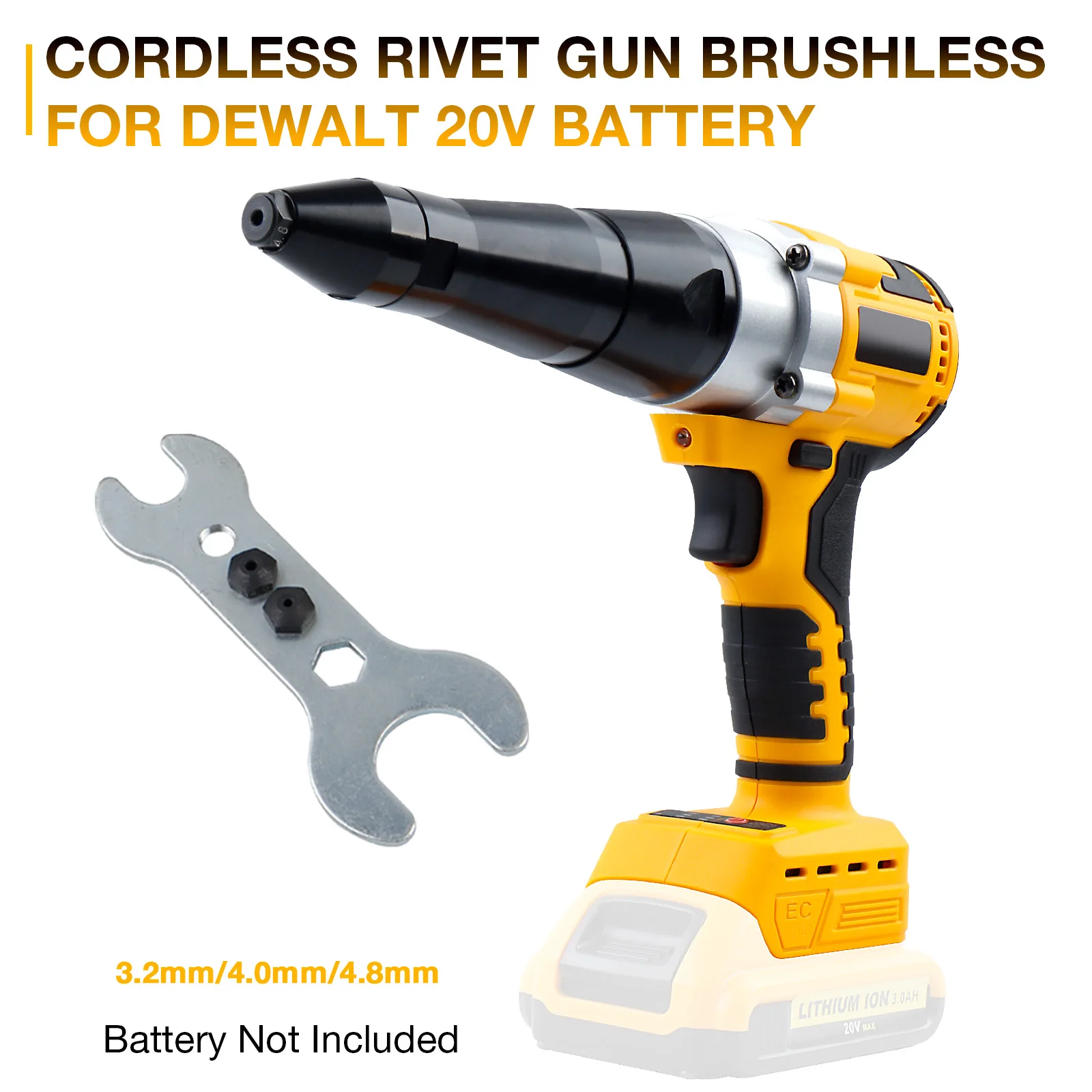 3.2/4.0/4.8MM Cordless Electric Rivet Gun Brushless Household Riveting Tool Insert Automatic Rivet Nut Tool for 20V Battery