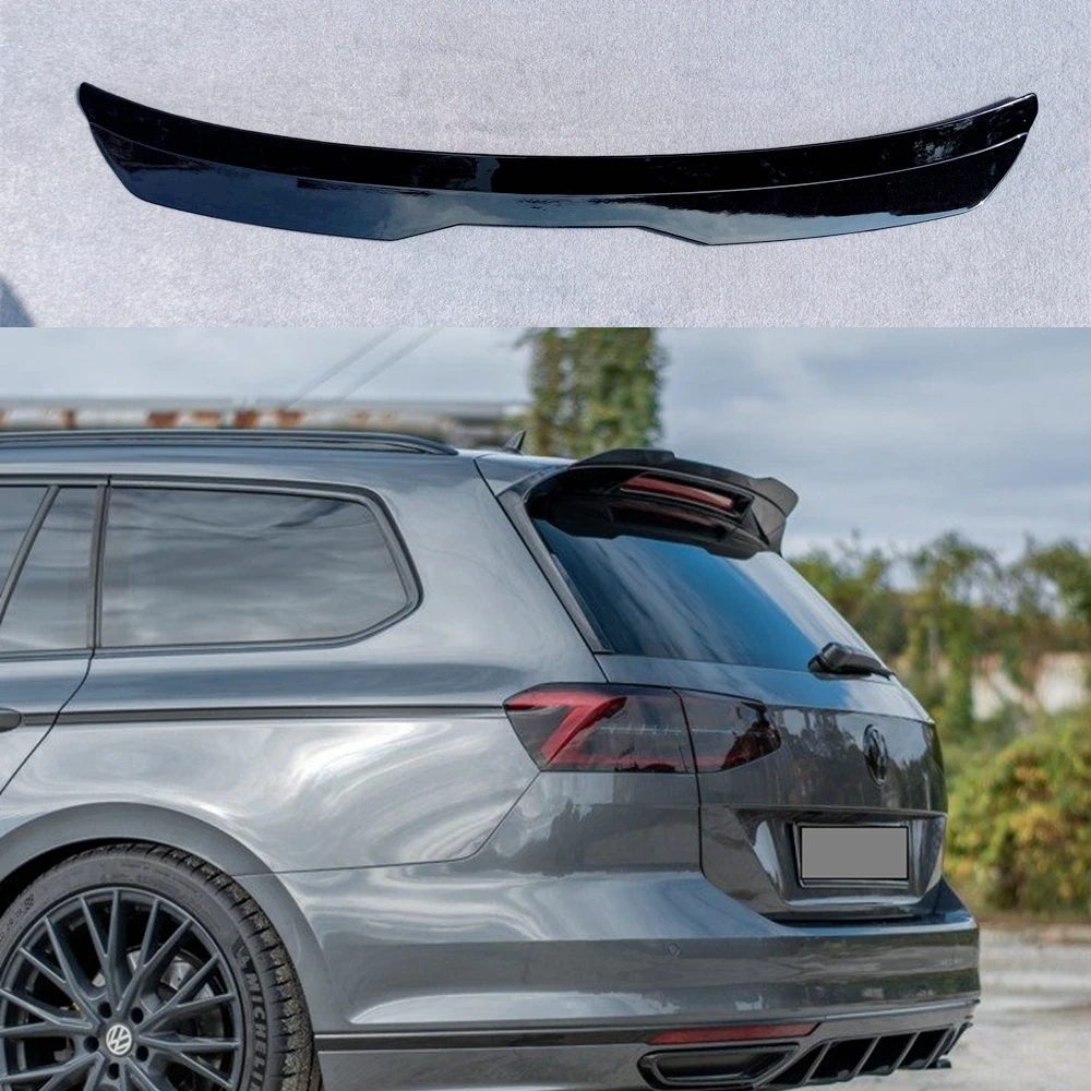 REAR WING For Volkswagen VW Passat B8 Estate 2015 + Gloss Roof Spoiler Extension ABS Car REAR WING SPOILER For PASSAT R-LINE B8