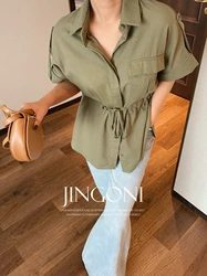 Shirts Blouses Y2k Women Clothing 2024 Summer Fashion Korean Style Elegant Vintage Tops Short Sleeve Casual Crop Oversize New