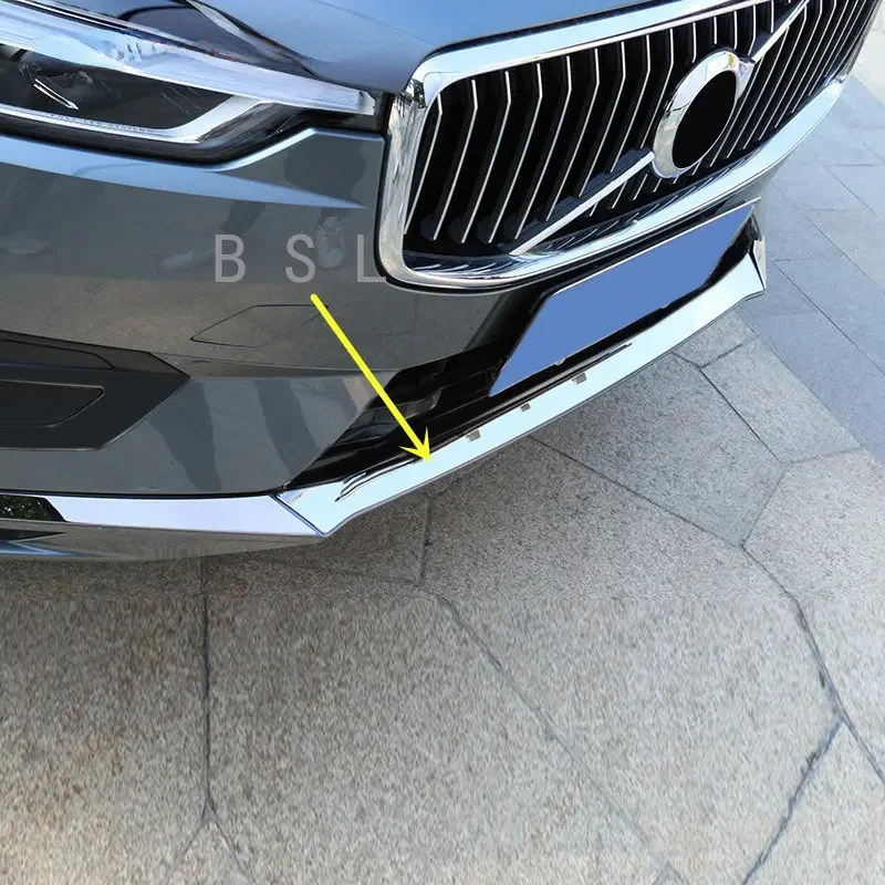 Car Styling 3PCS Stainless Steel Gloss Front Bottom Bumper Cover Molding Trim For VOLVO XC60 2018 2019 (Not for Sport Model)