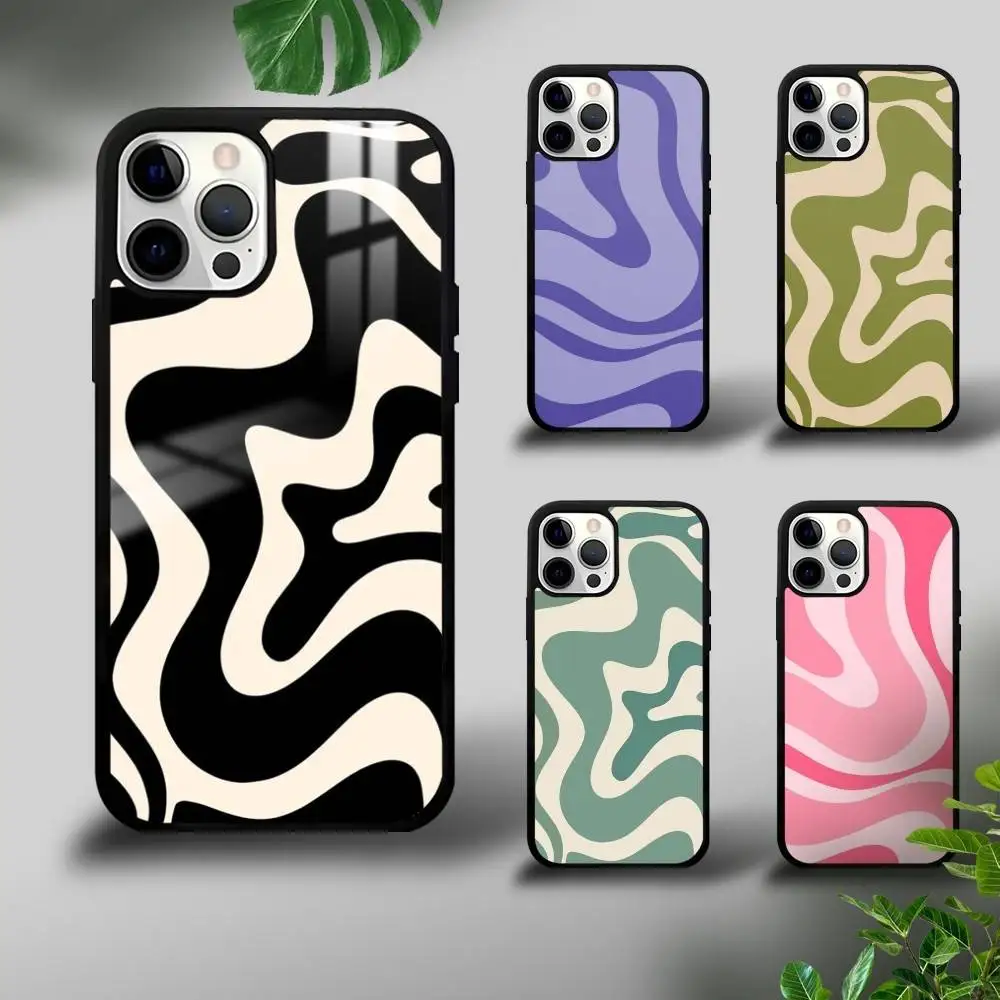

Korean INS Liquid Swirl Phone Case For iPhone 16 15 14 13 12 11 Pro Xs Max Mini Plus Celulares Hard Funda