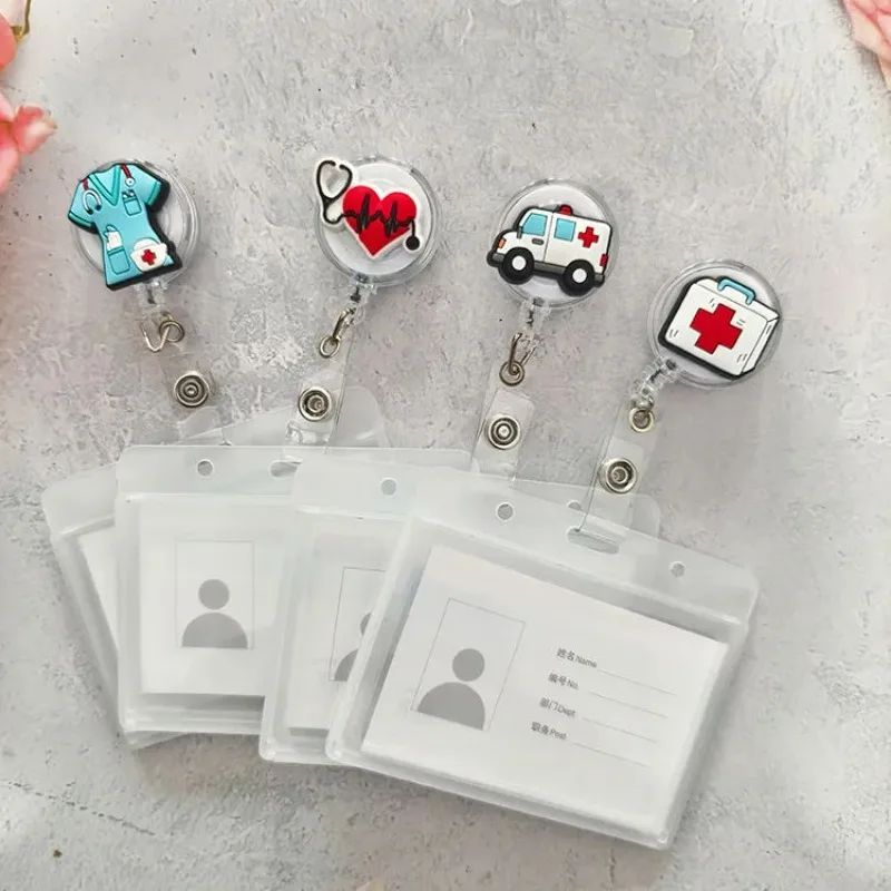 1PCS Nurse Work Card Holders Retractable Badge Reels Cute Cartoon Badge Reels Doctor ID/IC Card Holder Hospital Supplies